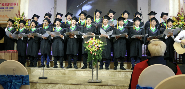 Hanoi Bible College Class of 2018 singing at graduation.